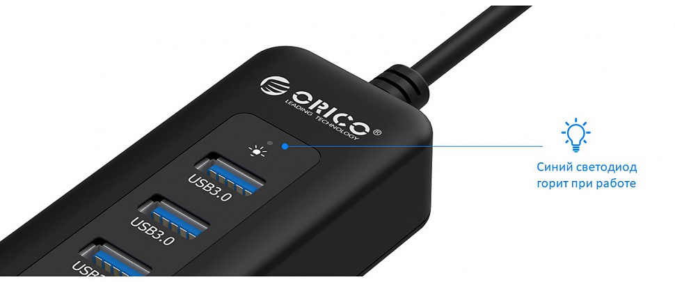 ORICO U3R1H4 светодиодная индикация работы