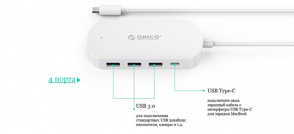 ORICO HCD1 USB-хаб на 4 порта