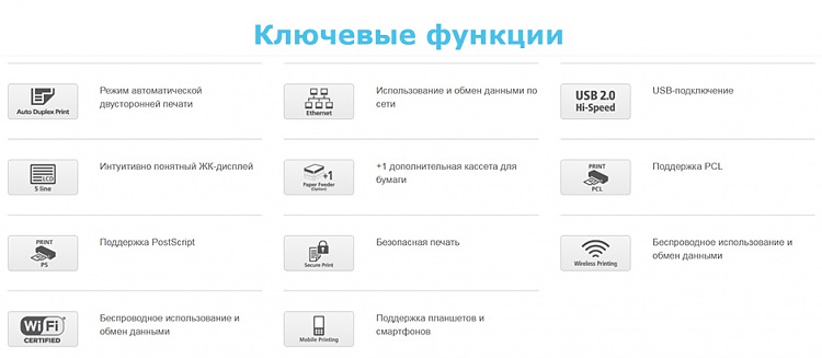 Ключевые функции чёрно-белого лазерного принтера CANON i-SENSYS LBP252dw 