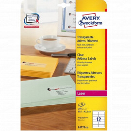 Самоклеящиеся этикетки Avery прозрачные, 99,1x42,3 мм, 25 листов