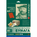 LOMOND 2110215 бумага самоклеющаяся красная, 65 частей  А4 (38 x 21,2 мм) 80 г/м2, 50 листов