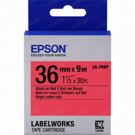 EPSON C53S657004 картридж с пастельной лентой шириной 36 мм, чёрный шрифт на красном фоне
