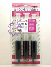 Заправочный комплект INKO LEXMARK 33/Simply 1 (C/M/Y) цветной (3 шт. x 20 мл)