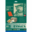 LOMOND 2110165 бумага самоклеющаяся красная, 24 части А4 (70 x 37 мм) 80 г/м2, 50 листов