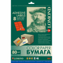 LOMOND 2110045 бумага самоклеющаяся красная, 8 частей А4 (105 x 74,3 мм) 80 г/м2, 50 листов