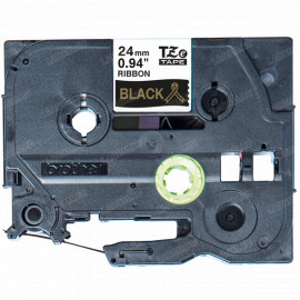 BROTHER TZe-R354 с тканевой лентой шириной 24 мм (печать золотом на черном фоне, 4м)