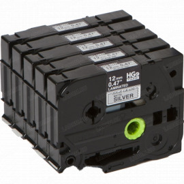 BROTHER HGe-M931V5 (5 шт) картридж с матовой металлизированной ламинированной лентой для высококачественной печати шириной 12 мм (чёрный шрифт на серебристом фоне)