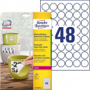 Самоклеящиеся этикетки Avery всепогодные, круглые, удаляемые d=30 мм, 20 листов